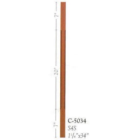 C-5034 34" Chamfered Contemporary S4S Baluster