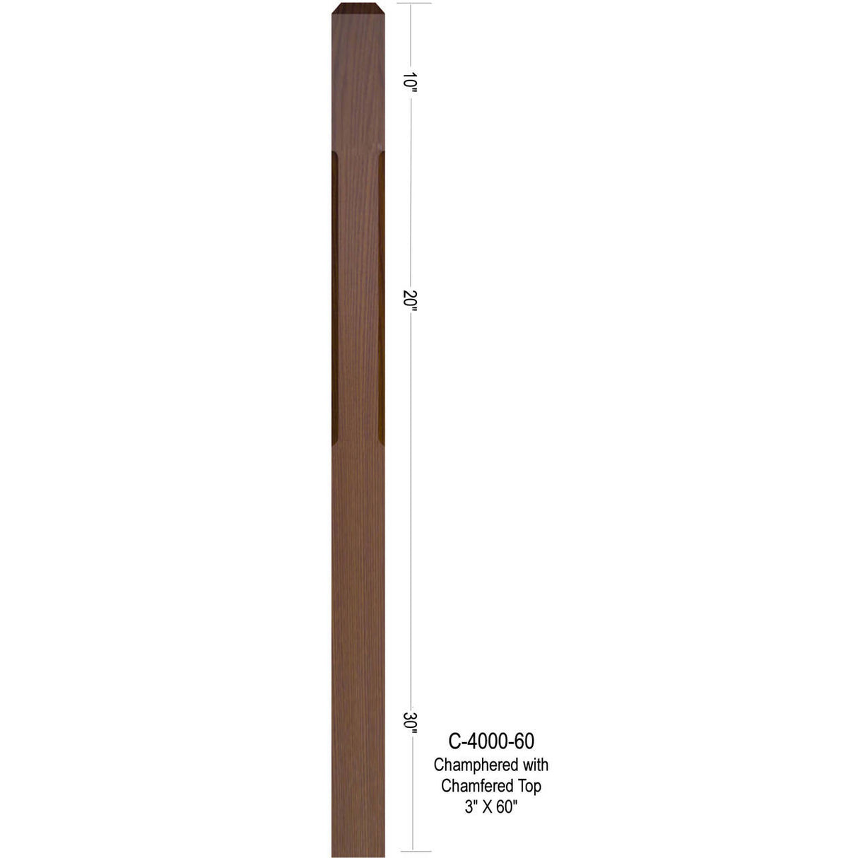 C-4000-60 60" Chamfered 3" Newel Post