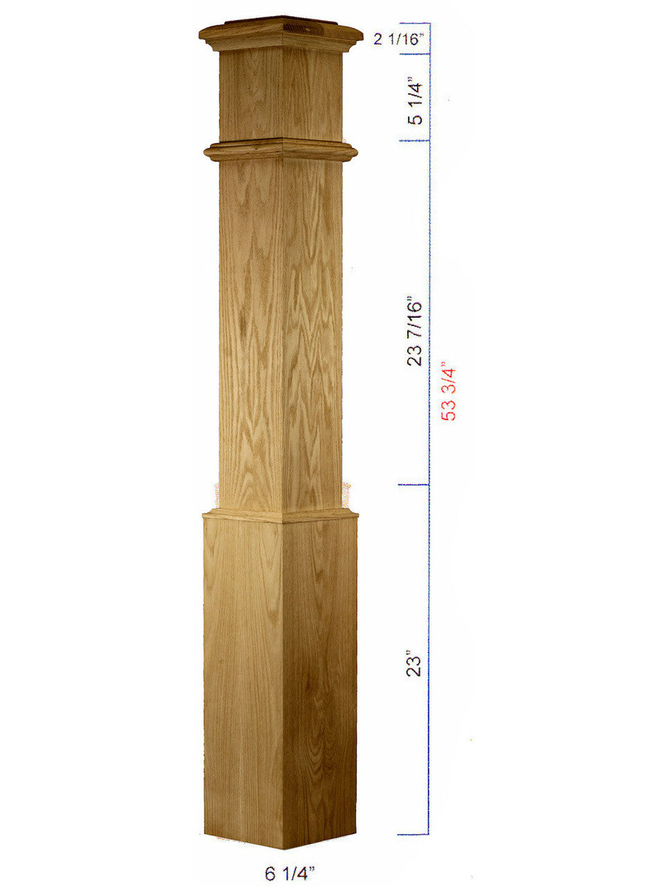 C-4090 Plain Traditional Box Newel Dimensional information