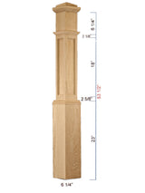 C-4091-FP Flat Panel Traditional Box Newel Dimensional Information