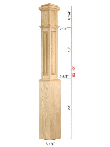 C-4091-RP Raised Panel Traditional Box Newel Dimensional Information