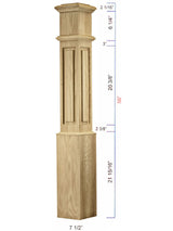 C-4095-RP Large Raised Panel Traditional Box Newel Dimensional Information
