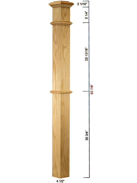 C-4695 Plain Landing Box Newel Post Dimensional Information