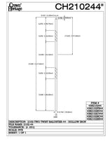 2102 19mm Double Twist Large Hollow Baluster, CADD Drawing