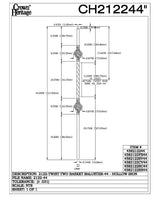 2122 19mm Double Basket Large Hollow Baluster, CADD DRAWING