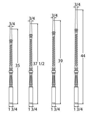 9015R 37.5" The Williamsburg Pin Top Baluster