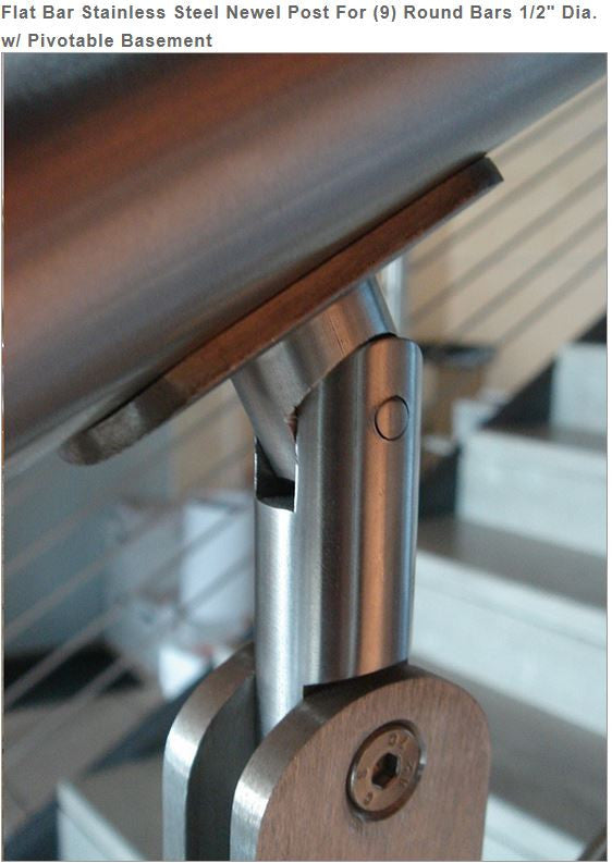 E0045 Stainless Steel 1 2/3" Newel Post Wall Mount, Pivotable