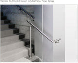 E022/S Stainless Steel Handrail Support, Flange Canopy