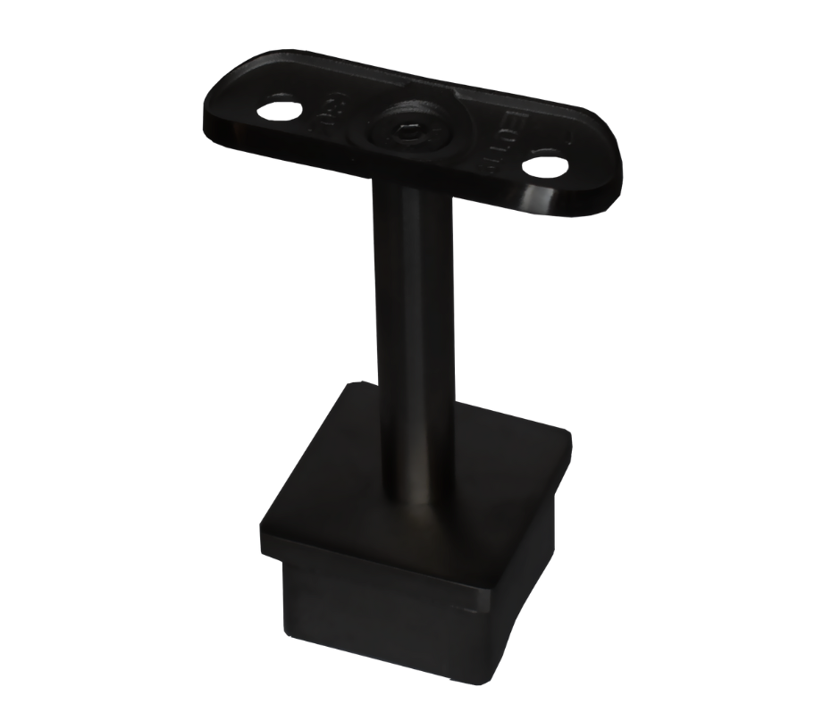 Nero Black Round Handrail Support 1 9/16" x 1 9/16" x 5/64" Square Tube