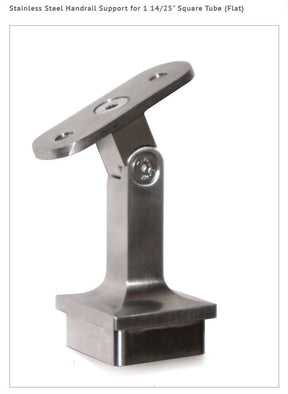 E037700 Stainless Steel Handrail Support for 1 14/25" Square Tube (Flat)