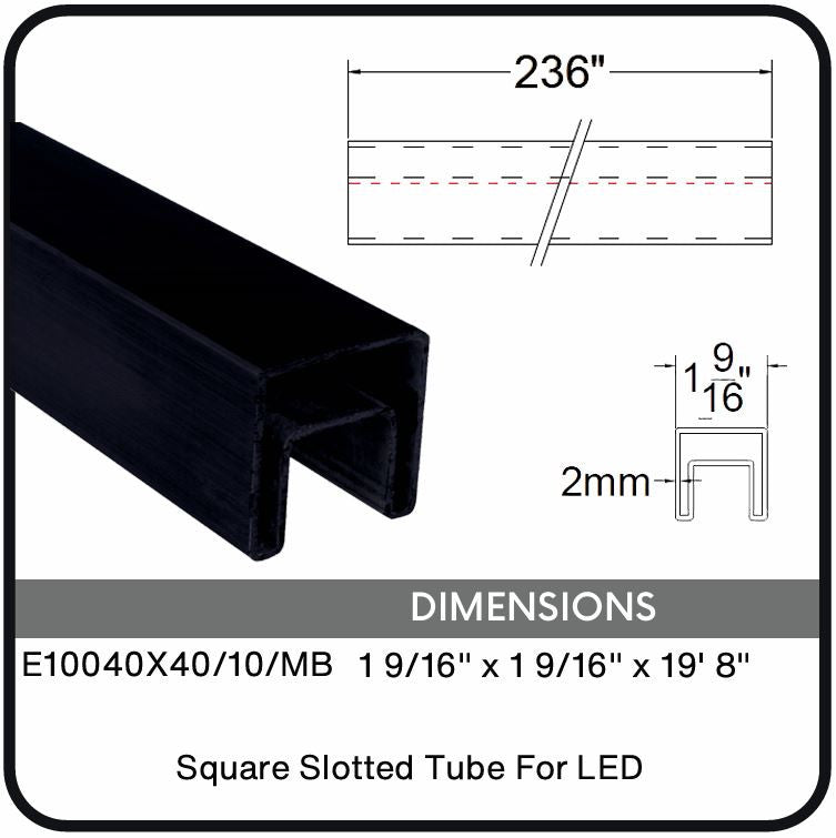 E10040X40/10/MB Nero Black Square Slotted Tube for LED, Data Sheet