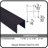 E1100000/MB Nero Black Square Slotted Tube for LED, Data Sheet