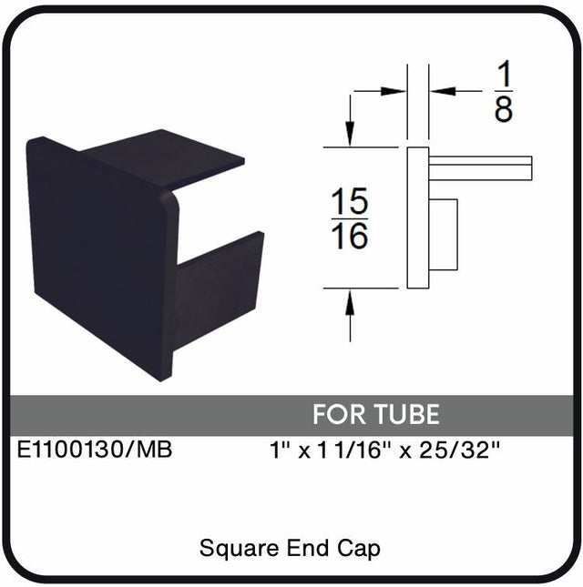 E1100130/MB Nero Black Square End Cap, Data Sheet