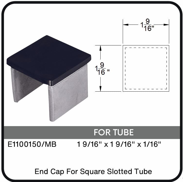 E1100150/MB Nero Black Square End Cap for 1-9/16" Tube, Data Sheet