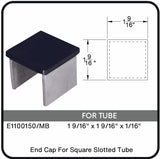 E1100150/MB Nero Black Square End Cap for 1-9/16" Tube, Data Sheet