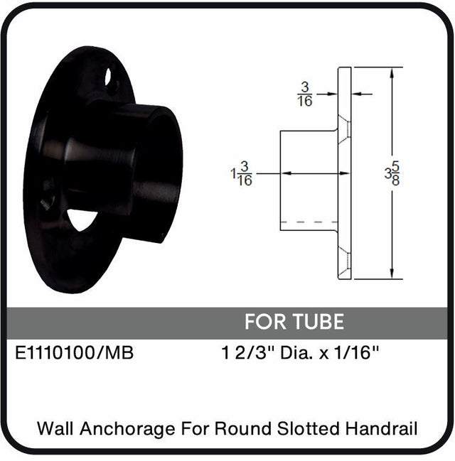 E1110100/MB Nero Wall Anchorage For 1 2/3" x 0.05" Dia, Data Sheet