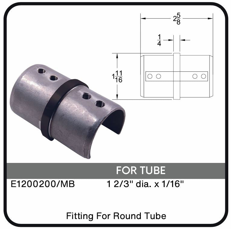 E1200200/MB Nero Round Fitting For 1 2/3" Dia. x 1/16" Slotted Tube, Data Sheet
