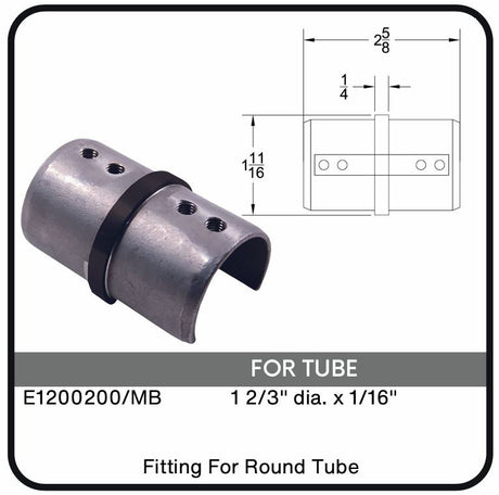 E1200200/MB Nero Round Fitting For 1 2/3" Dia. x 1/16" Slotted Tube, Data Sheet