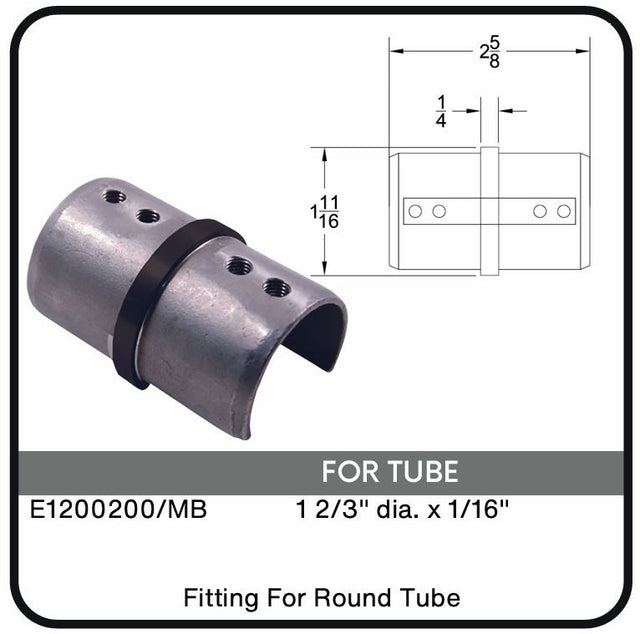 E1200200/MB Nero Round Fitting For 1 2/3" Dia. x 1/16" Slotted Tube, Data Sheet
