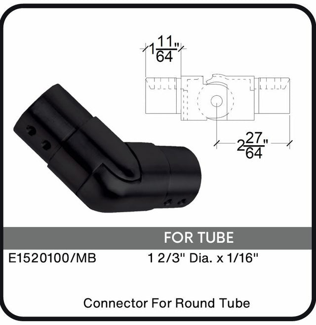 E1520100/MB Nero Piviotable Connector For 1 2/3" Tube, Data Sheet