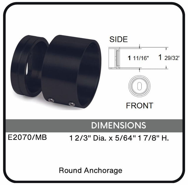 E2070/MB Nero Black Round Anchorage for 1 2/3" Dia. x 5/64" Tube, Data Sheet