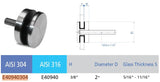 E40940304 Rounded Wall Glass Clamp CADD