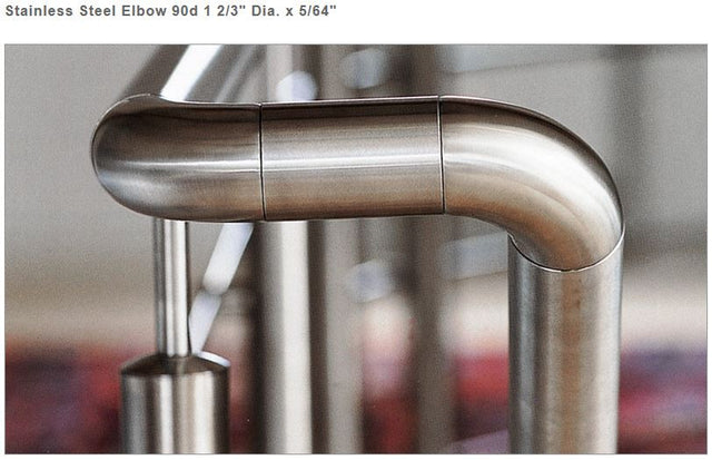 E450 Stainless Steel Elbow, 90-degree, 1 2/3" Tube