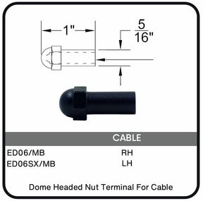 ED06/MB Nero Dome Headed Nut Terminal for Cable, Data Sheet