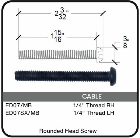 ED07/MB Nero Rounded Head M6 Screw, Data Sheet