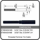 ETM04DX or ETM04SX/MB Nero Threaded Terminal for Cable, Data Sheet