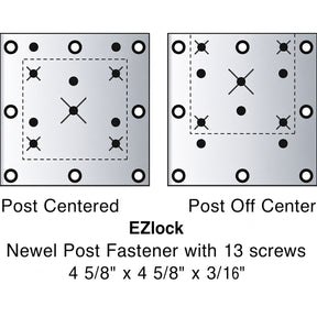 EZLock Newel Fastening Kit  4-5/8" x 4-5/8" x 3/16" with 13 Screws