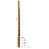 F-2015 1-3/4" Fluted Bunker Hill Stair Baluster, Available in 31", 34", 36", 39", 42", and 48" Lengths, Dimensional Information