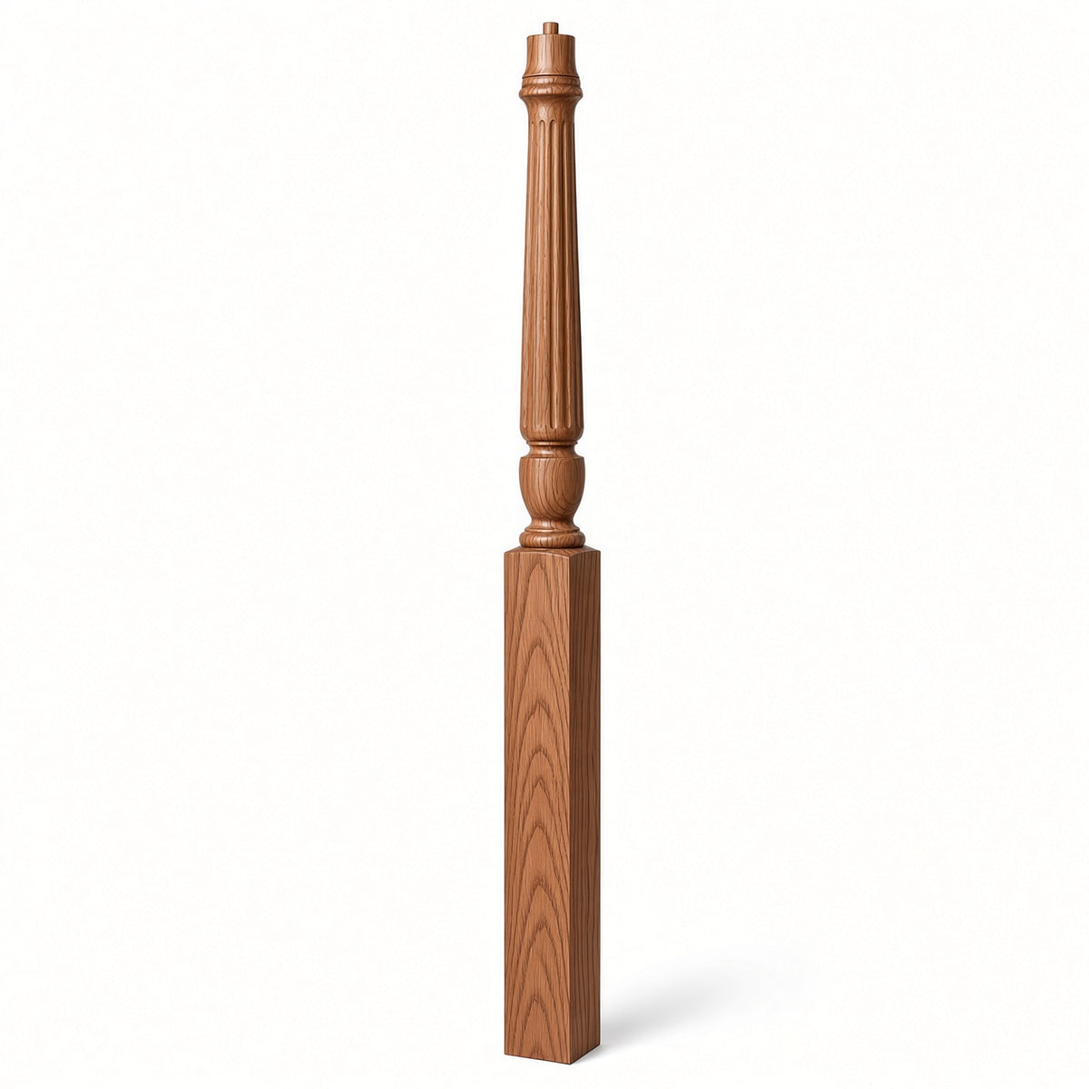 F-3015 3-1/2" x 56", or 3-1/2" x 60" Bunker Hill Fluted Gooseneck Landing Newel Post, Alder