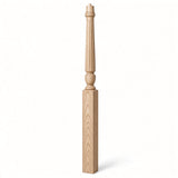 F-3015 3-1/2" x 56", or 3-1/2" x 60" Bunker Hill Fluted Gooseneck Landing Newel Post, Ash