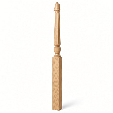 F-3015 3-1/2" x 56", or 3-1/2" x 60" Bunker Hill Fluted Gooseneck Landing Newel Post, Birch