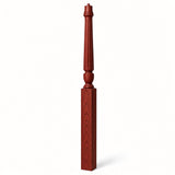 F-3015 3-1/2" x 56", or 3-1/2" x 60" Bunker Hill Fluted Gooseneck Landing Newel Post, Brazilian Cherry