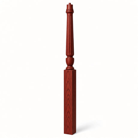 F-3015 3-1/2" x 56", or 3-1/2" x 60" Bunker Hill Fluted Gooseneck Landing Newel Post, Brazilian Cherry