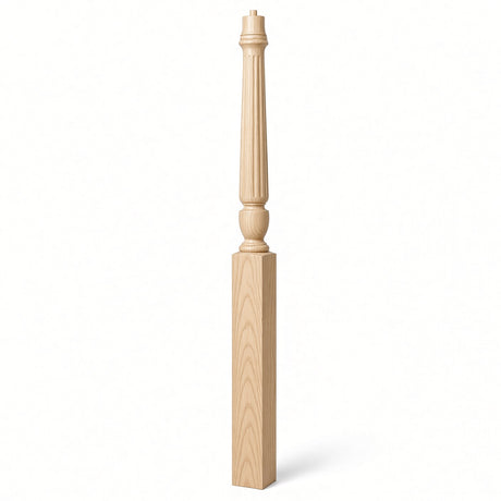 F-3015 3-1/2" x 56", or 3-1/2" x 60" Bunker Hill Fluted Gooseneck Landing Newel Post, Hard Maple