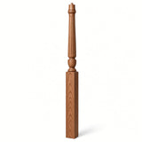 F-3015 3-1/2" x 56", or 3-1/2" x 60" Bunker Hill Fluted Gooseneck Landing Newel Post, Hickory