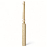 F-3015 3-1/2" x 56", or 3-1/2" x 60" Bunker Hill Fluted Gooseneck Landing Newel Post, Poplar