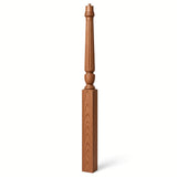 F-3015 3-1/2" x 56", or 3-1/2" x 60" Bunker Hill Fluted Gooseneck Landing Newel Post, Red Oak