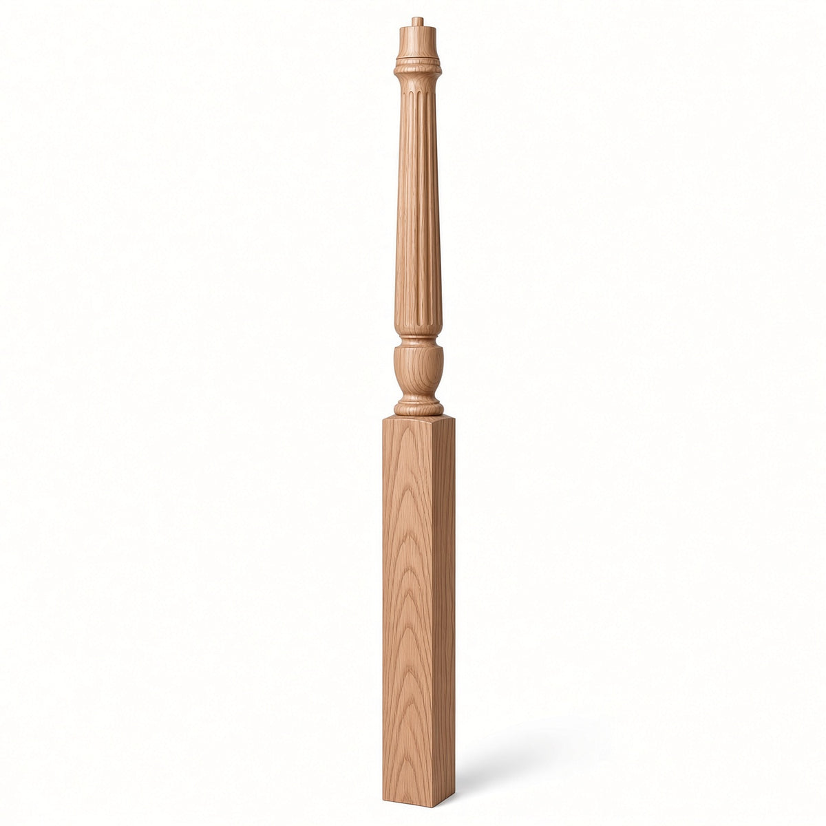 F-3015 3-1/2" x 56", or 3-1/2" x 60" Bunker Hill Fluted Gooseneck Landing Newel Post, Soft Maple