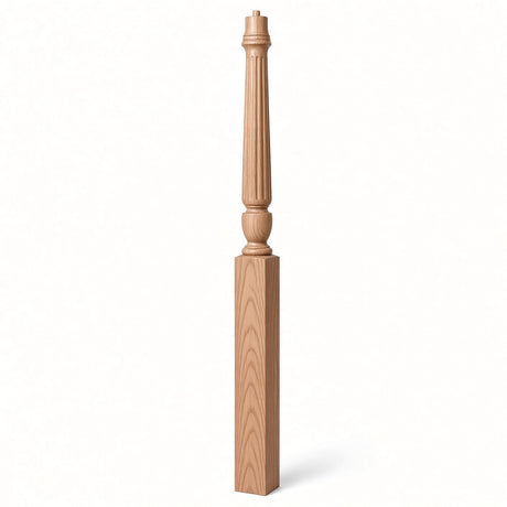 F-3015 3-1/2" x 56", or 3-1/2" x 60" Bunker Hill Fluted Gooseneck Landing Newel Post, Soft Maple