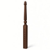 F-3015 3-1/2" x 56", or 3-1/2" x 60" Bunker Hill Fluted Gooseneck Landing Newel Post, Walnut