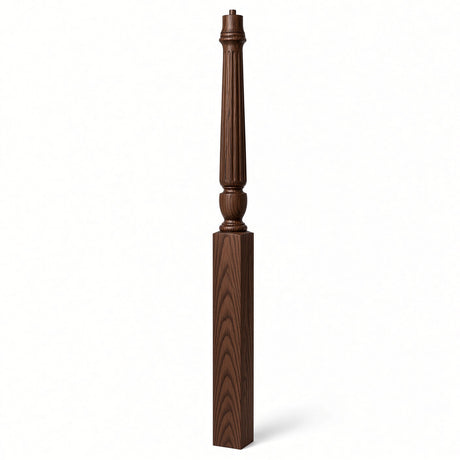 F-3015 3-1/2" x 56", or 3-1/2" x 60" Bunker Hill Fluted Gooseneck Landing Newel Post, Walnut