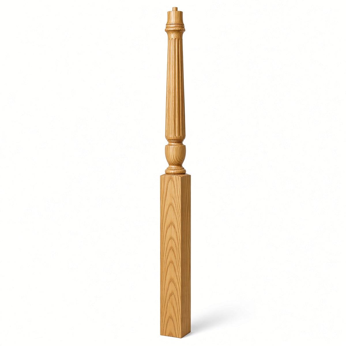 F-3015 3-1/2" x 56", or 3-1/2" x 60" Bunker Hill Fluted Gooseneck Landing Newel Post, Yellow Pine
