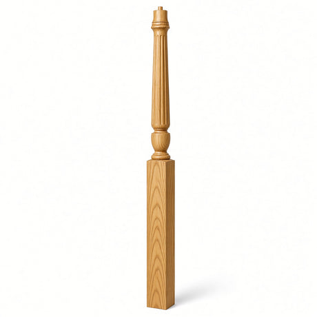 F-3015 3-1/2" x 56", or 3-1/2" x 60" Bunker Hill Fluted Gooseneck Landing Newel Post, Yellow Pine