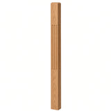 F-4002 3-1/2" x 48" Chamfered Top Fluted Contemporary Newel Post, Alder