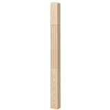 F-4002 3-1/2" x 48" Chamfered Top Fluted Contemporary Newel Post, Ash