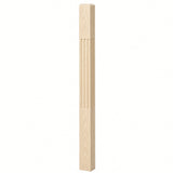 F-4002 3-1/2" x 48" Chamfered Top Fluted Contemporary Newel Post, Birch